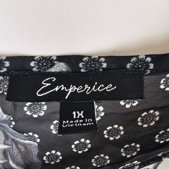 Sheer Floral Layered Look Business Casual Modern Chic Flowy Elegant Top Women XL - Picture 4 of 13